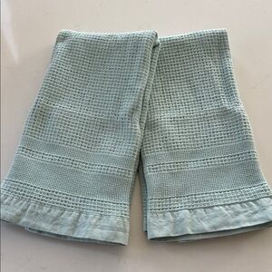 Light Aqua Waffle Knit Towels 💯 Cotton NEW